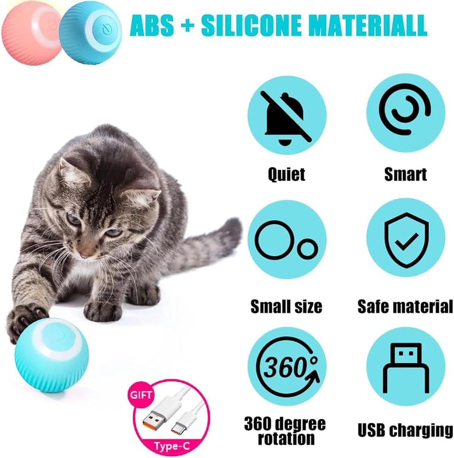 Interactive Automatic Rolling Cat Toy for Play & Exercise