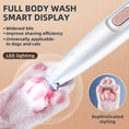 Load image into Gallery viewer, A white pet grooming trimmer with LED light being used on a pet's paw, highlighting the full body wash smart display feature.