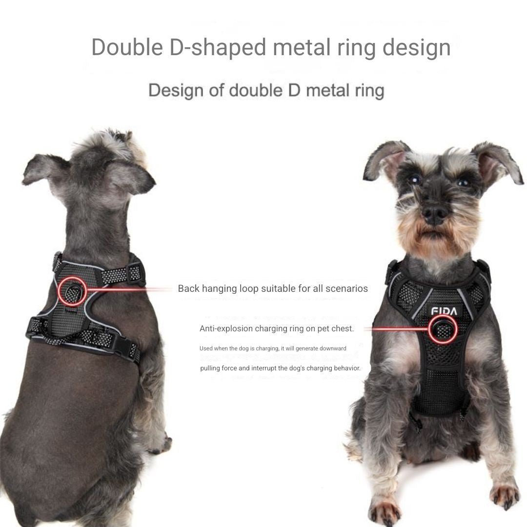 FIDA Dog Harness, No Pull Reflective Harness Front Clip Easy Control Handle Adjustable Soft Padded Pet Vest