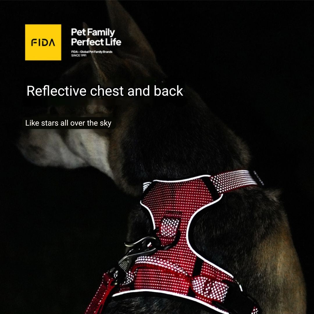 FIDA Dog Harness, No Pull Reflective Harness Front Clip Easy Control Handle Adjustable Soft Padded Pet Vest
