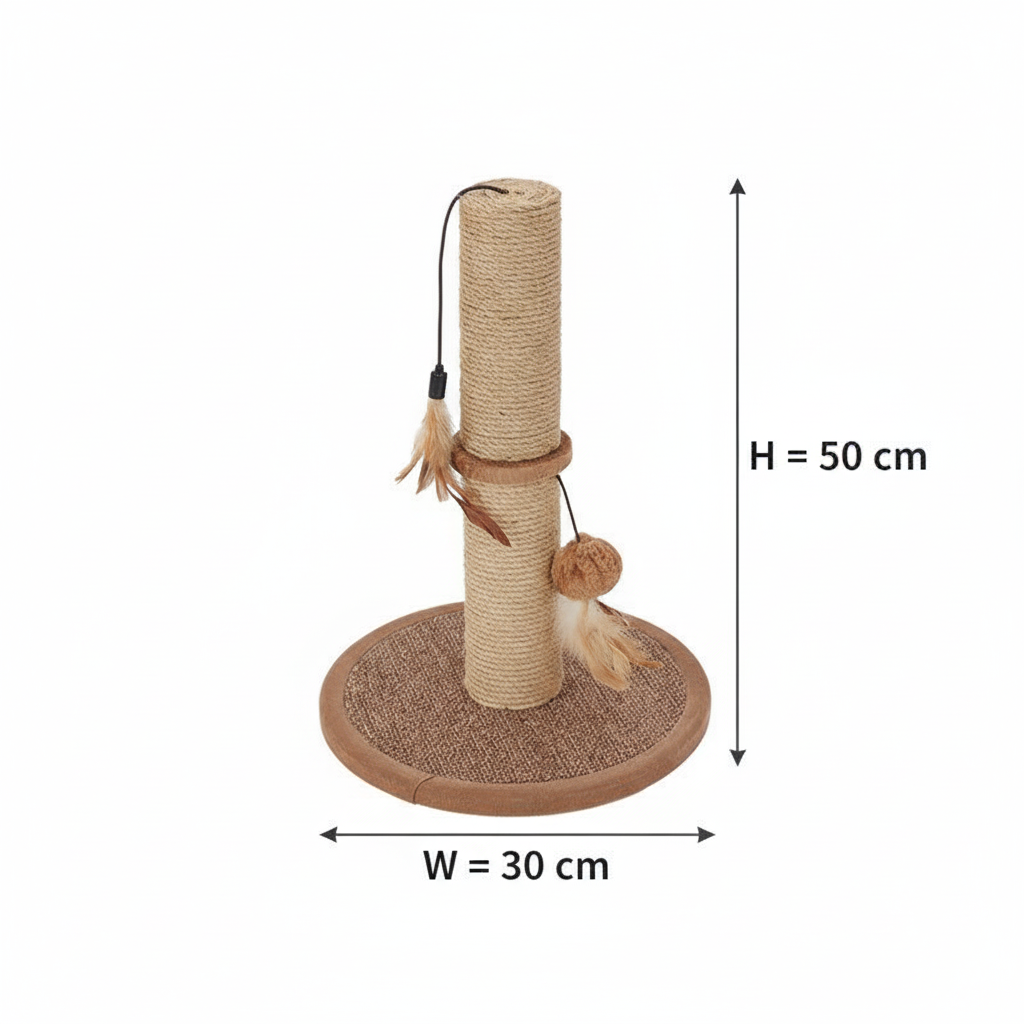Classic Vertical Cat Scratching Post – Durable Sisal Tower with Stable Base & Toys