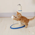 Load image into Gallery viewer, Modern Oval Base Cat Scratching Post – Durable Sisal Tower with Play Toy & Blue Accent Medivet store