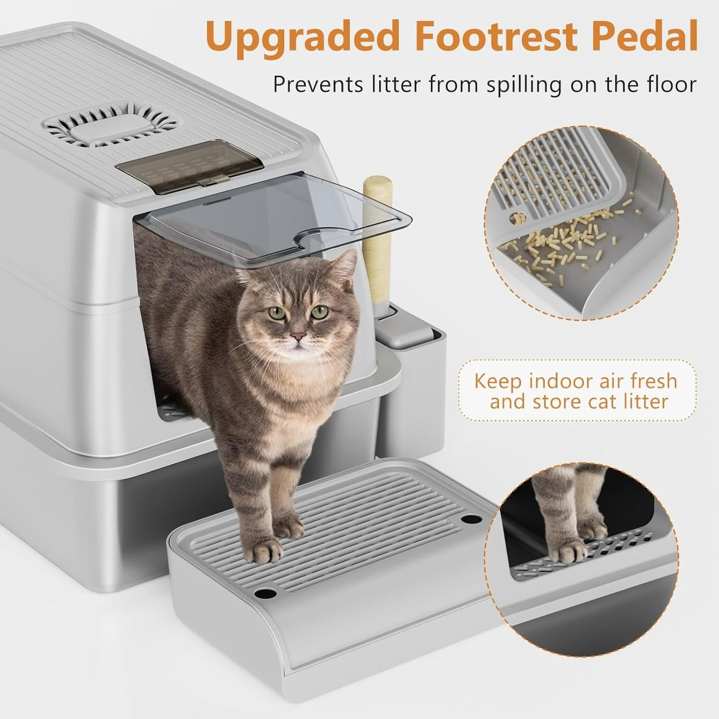 Fully Enclosed Stainless Steel Litter Box CLOSED TOP