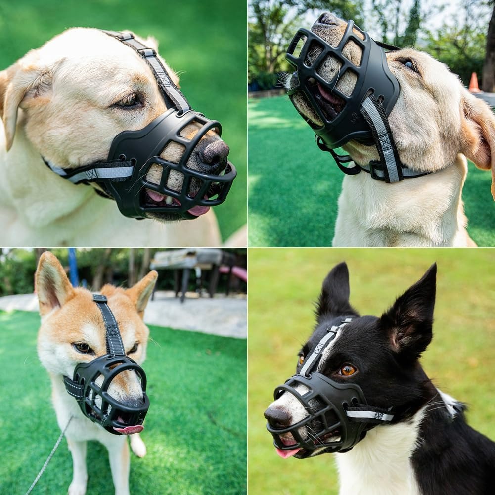 Soft Silicone Basket Dog Muzzle | Anti-Biting, Barking & Chewing | Reflective & Padded