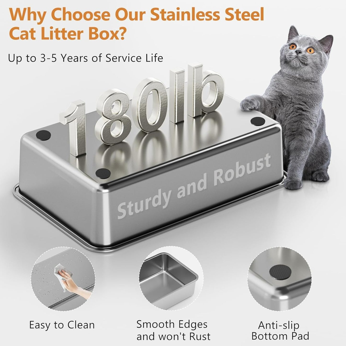 Fully Enclosed Stainless Steel Litter Box CLOSED TOP