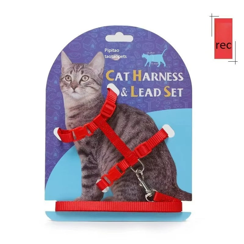 Adjustable H-Style Cat Harness and Leash Set - Secure & Comfortable for Kittens & Cats