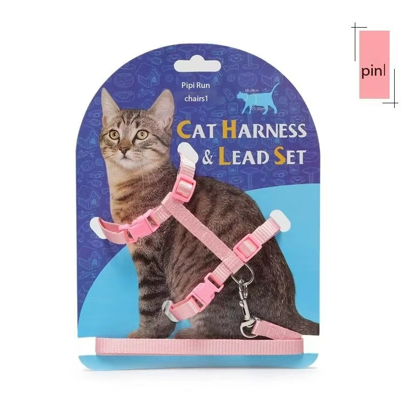 Adjustable H-Style Cat Harness and Leash Set - Secure & Comfortable for Kittens & Cats