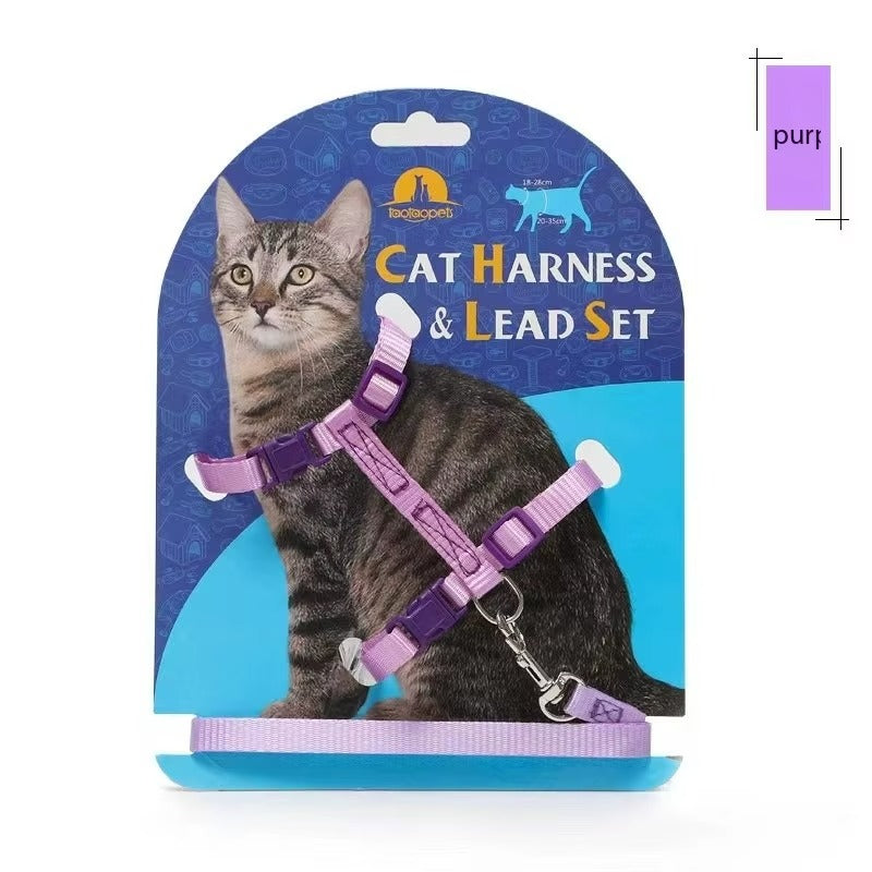 Adjustable H-Style Cat Harness and Leash Set - Secure & Comfortable for Kittens & Cats
