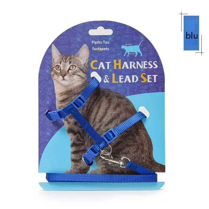 Adjustable H-Style Cat Harness and Leash Set - Secure & Comfortable for Kittens & Cats