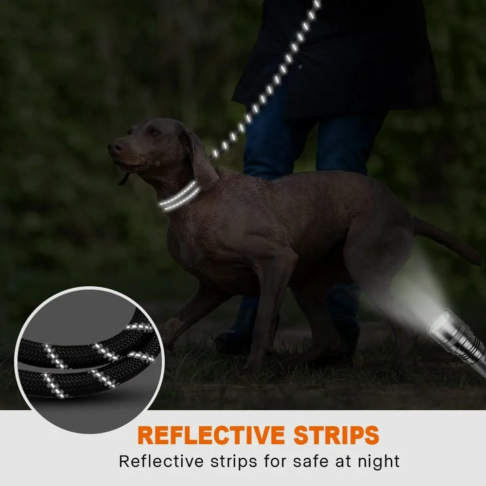 Heavy-Duty Rope Dog Leash | Padded Handle & Reflective Stitching | Durable Pet Leash