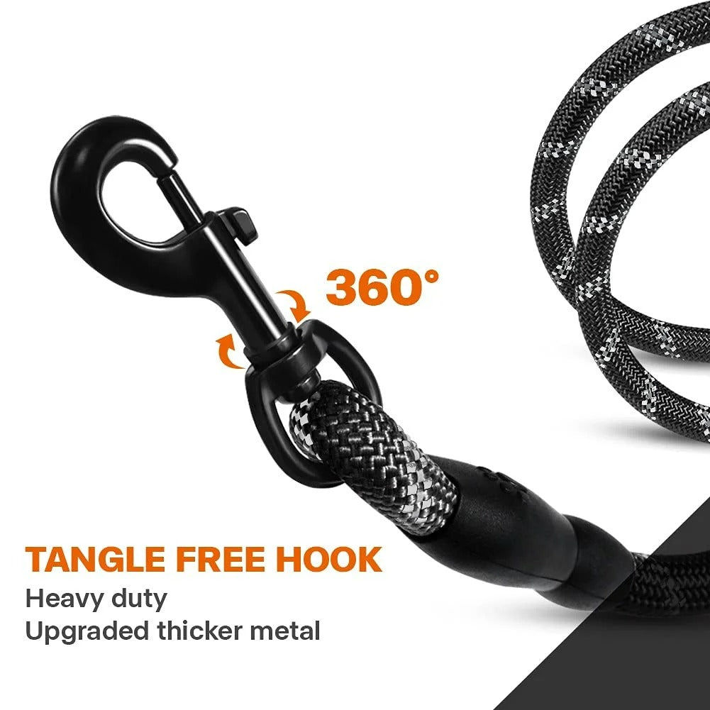 Heavy-Duty Rope Dog Leash | Padded Handle & Reflective Stitching | Durable Pet Leash