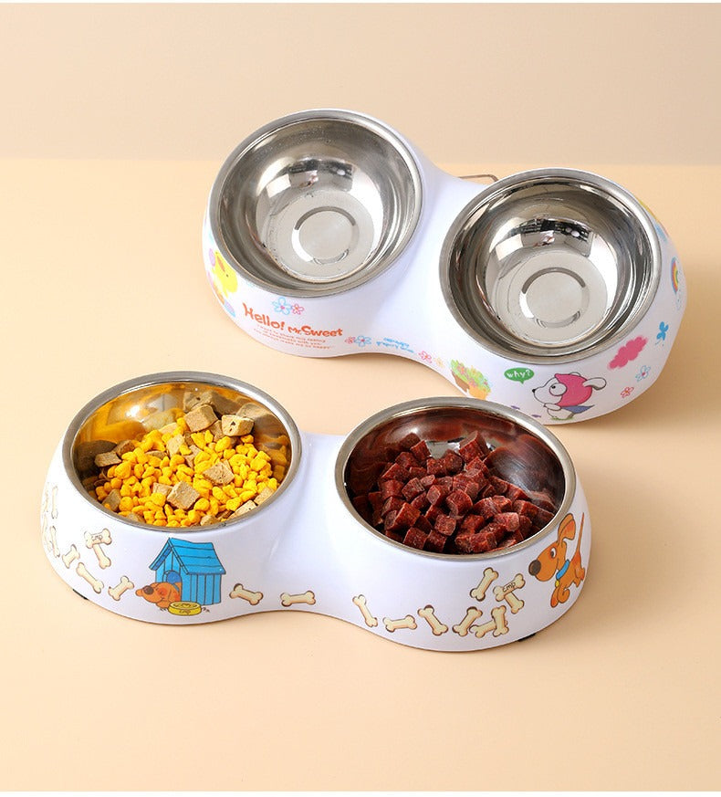 Charming Critter Double Diner - Stainless Steel Pet Bowls Non-Slip