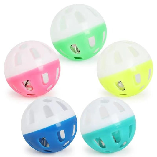 5 PCS set of plastic cat toy balls with rattling bells