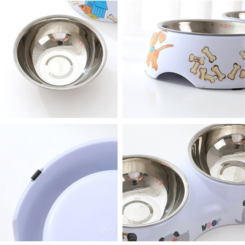 Charming Critter Double Diner - Stainless Steel Pet Bowls Non-Slip