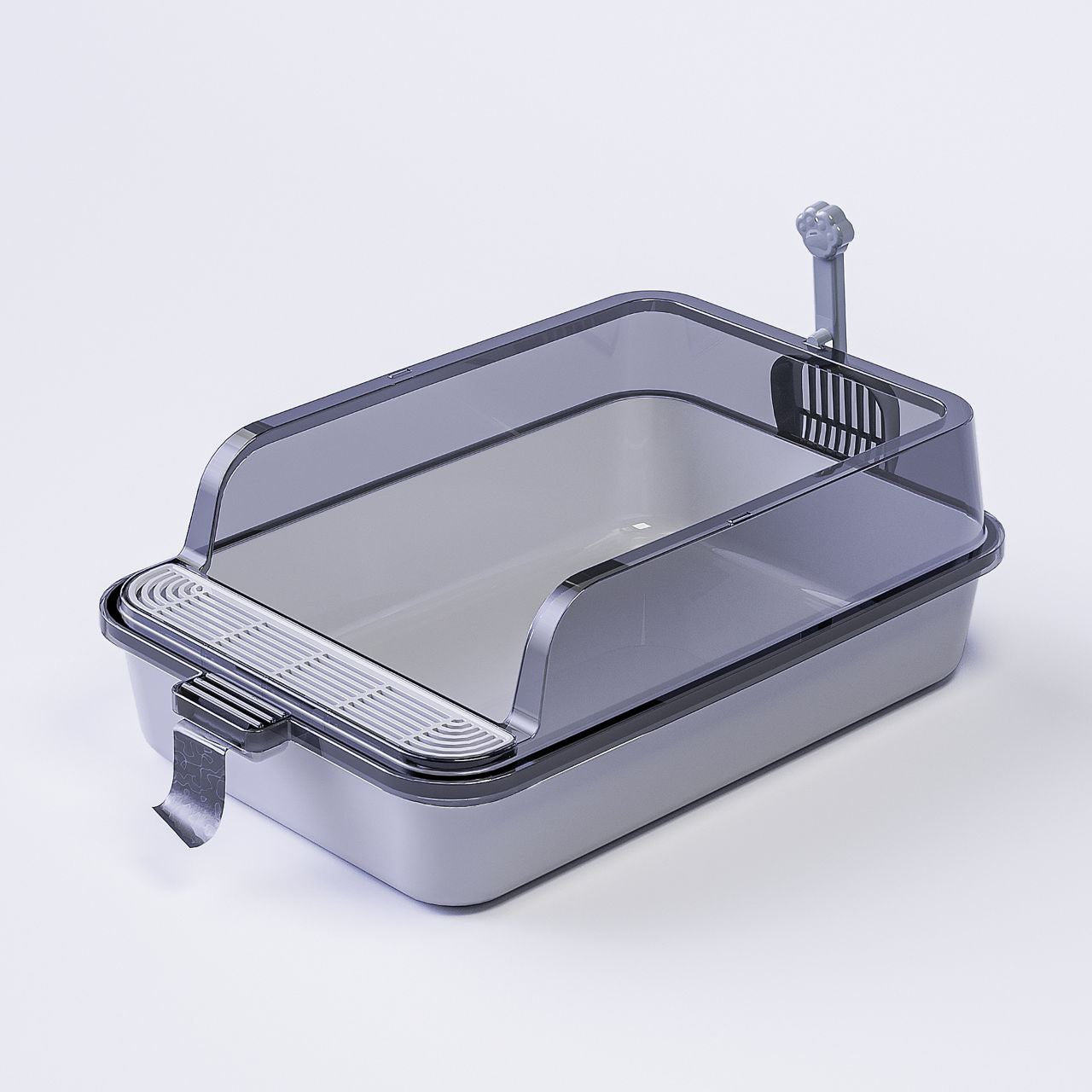 Semi Enclosed Litter Box With Litter Scoop & Built-in Bag Storage !