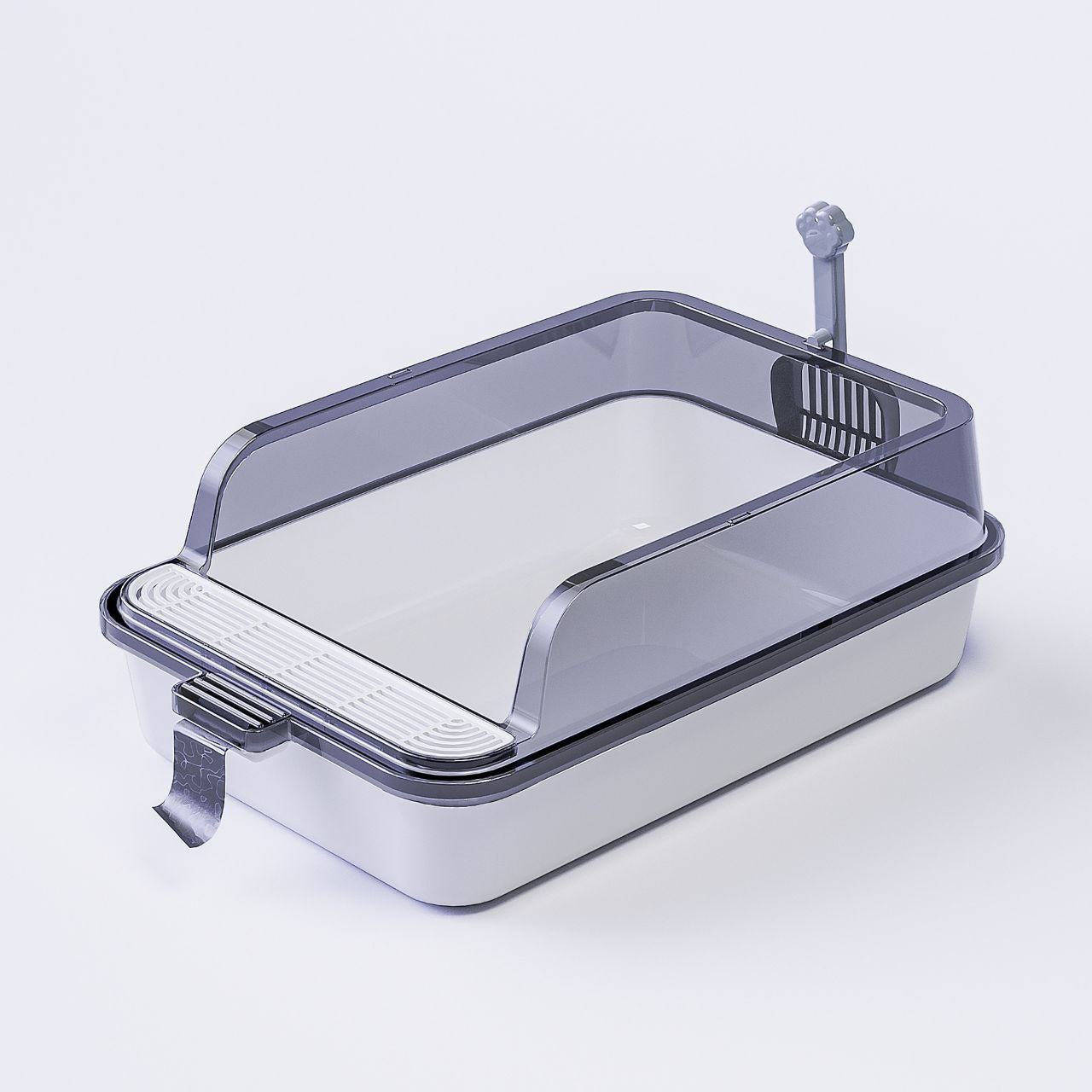 Semi Enclosed Litter Box With Litter Scoop & Built-in Bag Storage !