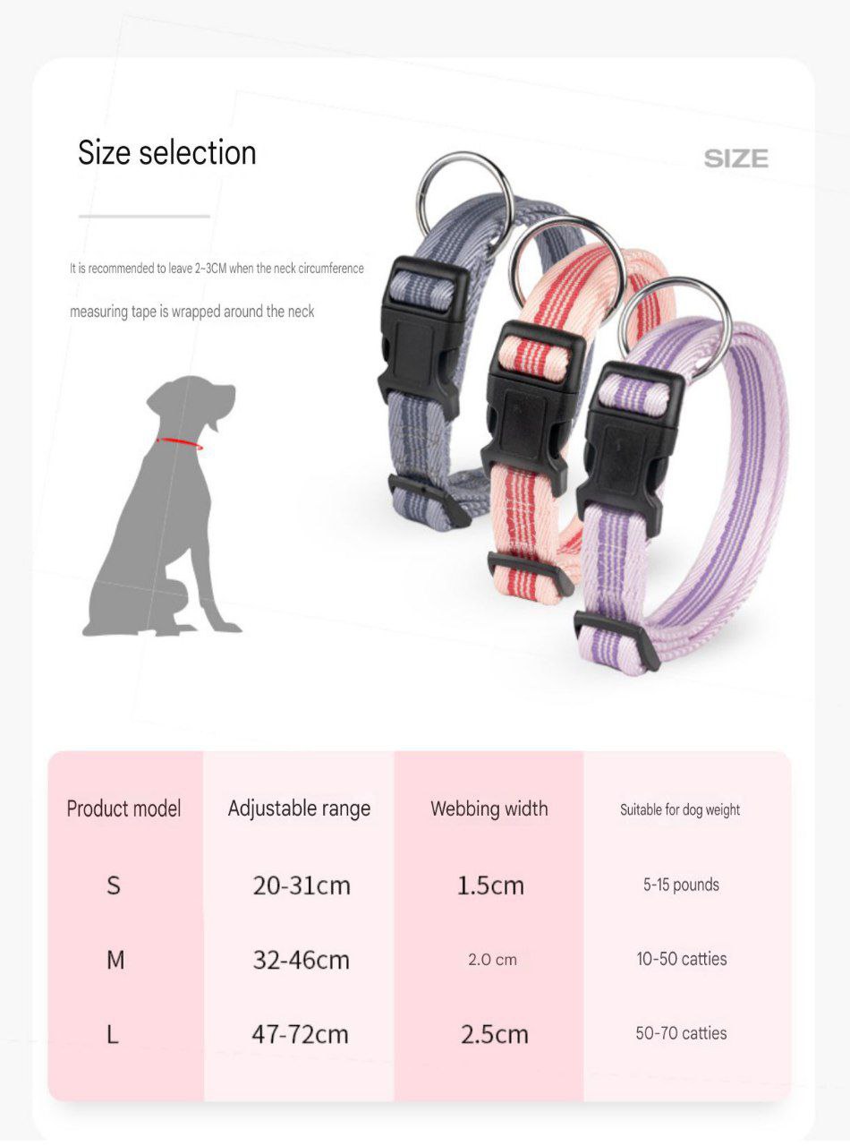 FIDA Adjustable Nylon Dog Collar with Durable Buckle & D-Ring