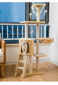 Load image into Gallery viewer, Cat tree with a cat sitting on a platform by a window