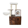 Load image into Gallery viewer, Multi-Functional Cat Litter Box Enclosure & Modern Cat Tree – Integrated Feeding Station, Condo & Scratcher