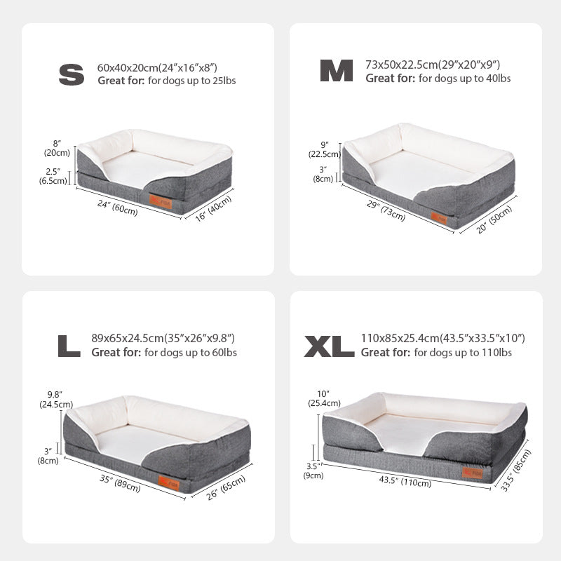 FIDA Orthopedic Dog Bed with Memory Foam Base with Removable Washable Cover