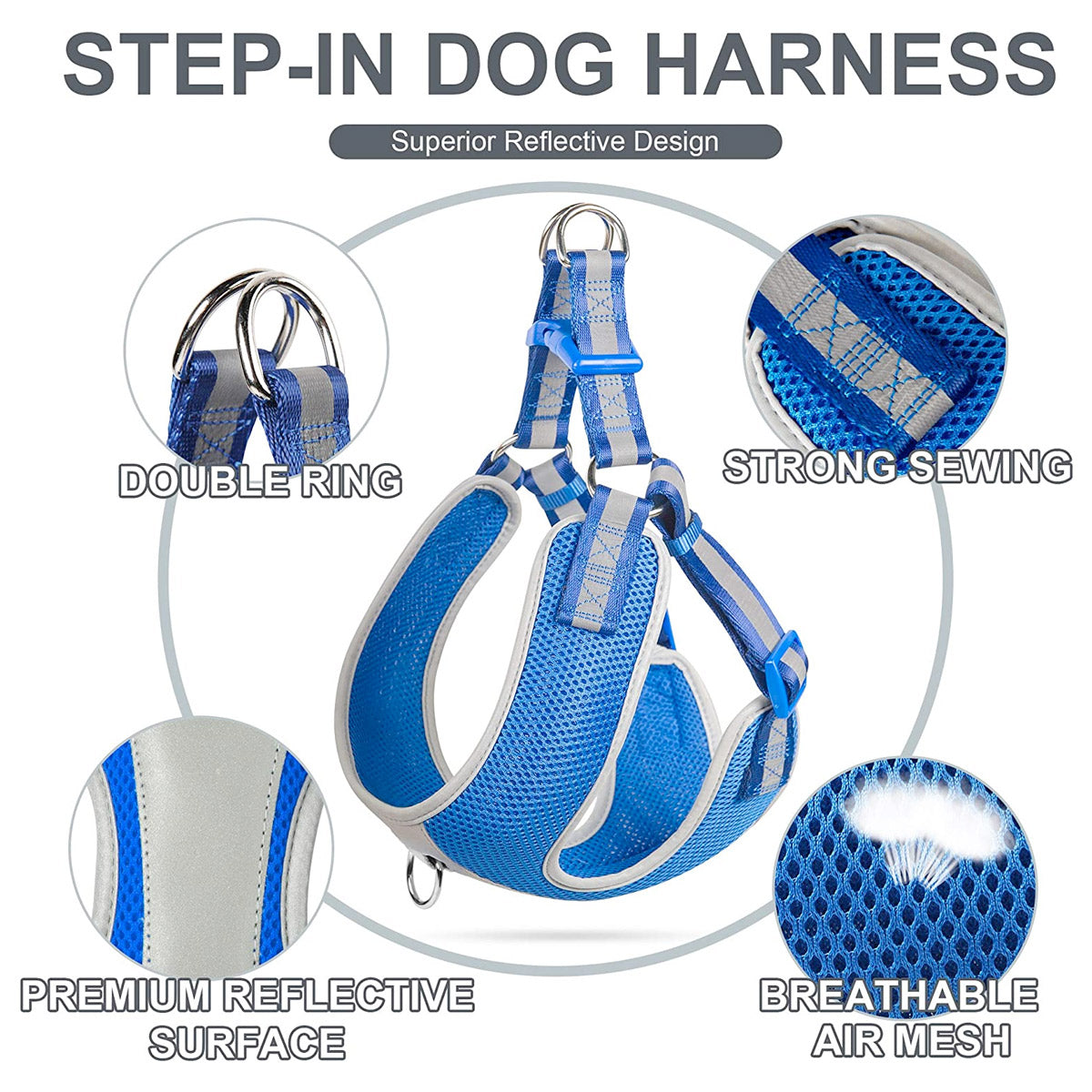 FIDA Reflective Step-In Dog Harness - Breathable Mesh, No-Pull Design