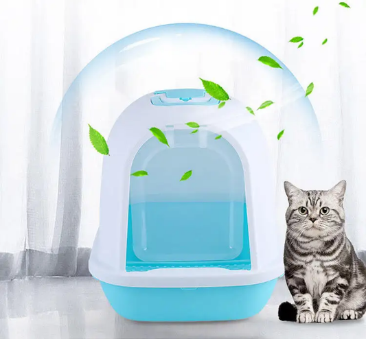 Modern Hooded Litter Box Set with Ventilation & Easy-Clean Tray !