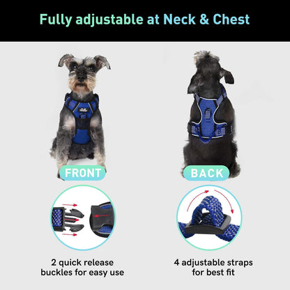 FIDA Dog Harness, No Pull Reflective Harness Front Clip Easy Control Handle Adjustable Soft Padded Pet Vest