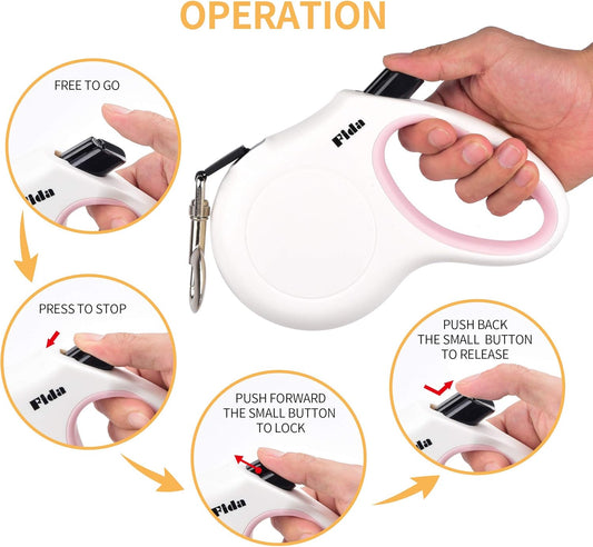 FIDA Retractable Dog Leash, 5M + Anti-bite Steel Rope