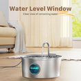 Load image into Gallery viewer, Stainless steel water bowl with water level window on a wooden floor, blurred background
