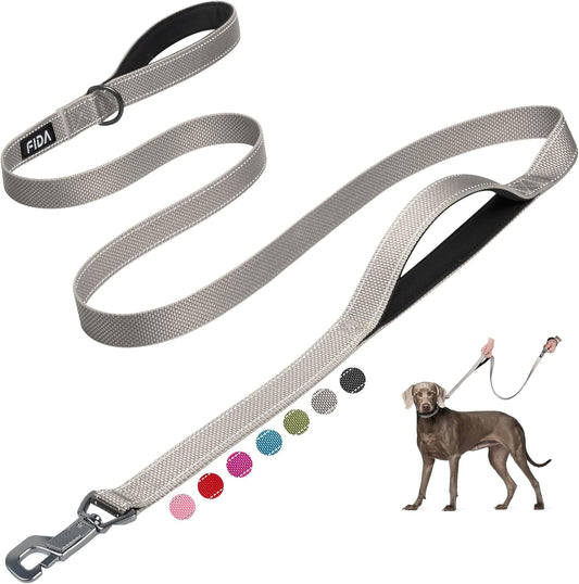 FIDA 4 FT Heavy Duty Dog Leash with 2 Comfortable Padded Handles