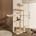 Load image into Gallery viewer, Premium Solid Wood Cat Tree Tower – Multi-Level Luxury Cat Condo with Space Bowl, Hammock & Ladder
