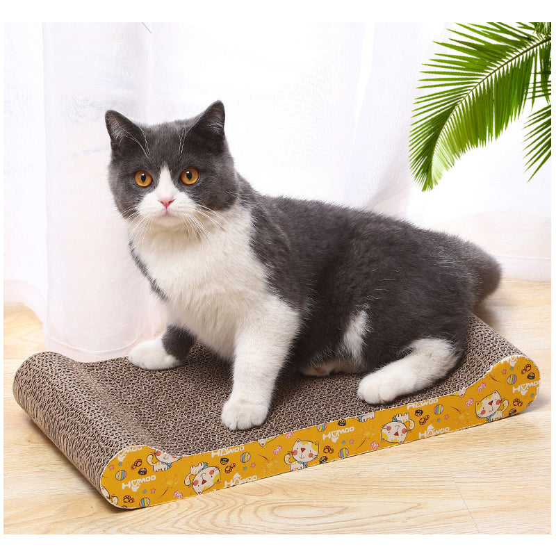 Curved Cardboard Cat Scratcher Lounger with Playful Trim