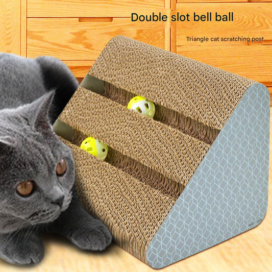 Triangle Cat Scratcher with Bell Ball Slots
