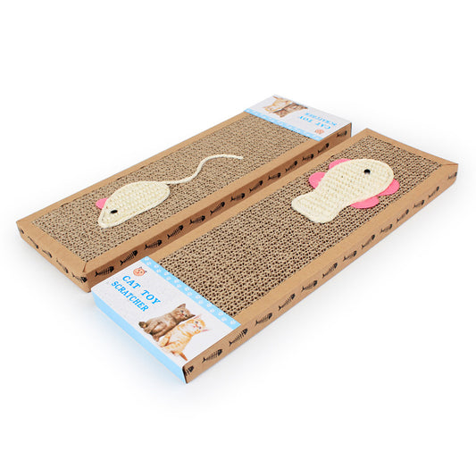 Cat Corrugated Scratcher Boards with Toy Mice