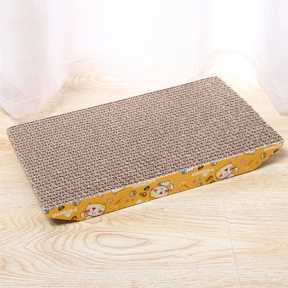 Angled Cardboard Cat Scratcher Lounger with Playful Trim