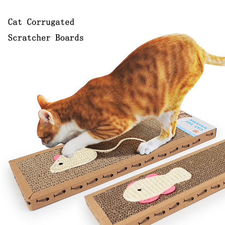 Cat Corrugated Scratcher Boards with Toy Mice