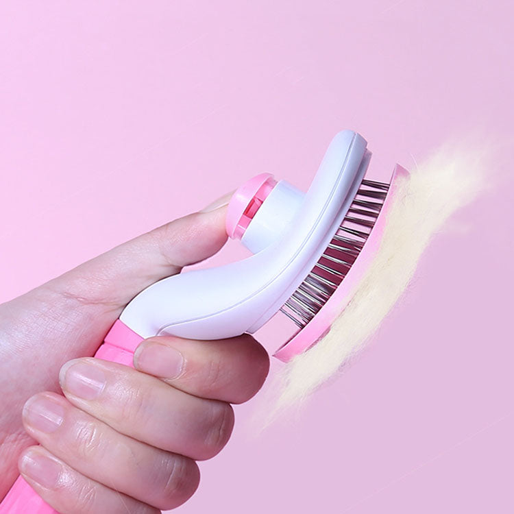 Ergonomic Self-Cleaning Pet Slicker Brush with Angled Bristles