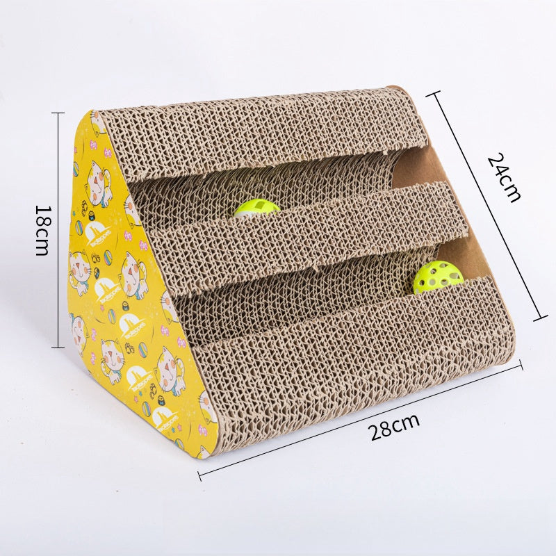 Triangle Cat Scratcher with Bell Ball Slots