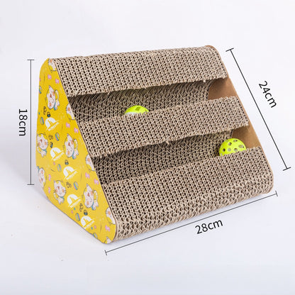 Triangle Cat Scratcher with Bell Ball Slots