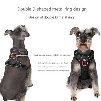 FIDA Dog Harness, No Pull Reflective Harness Front Clip Easy Control Handle Adjustable Soft Padded Pet Vest