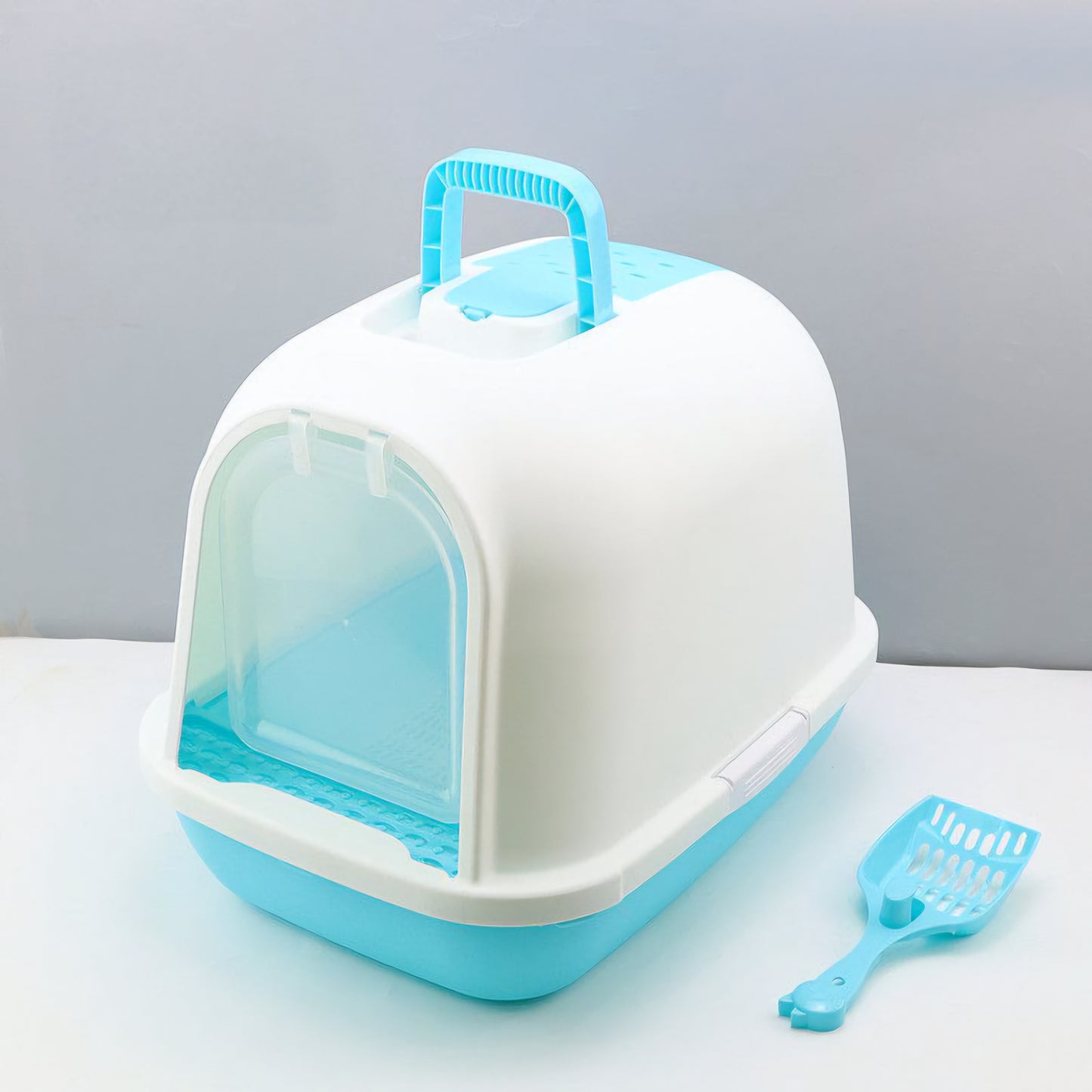 Modern Hooded Litter Box Set with Ventilation & Easy-Clean Tray !