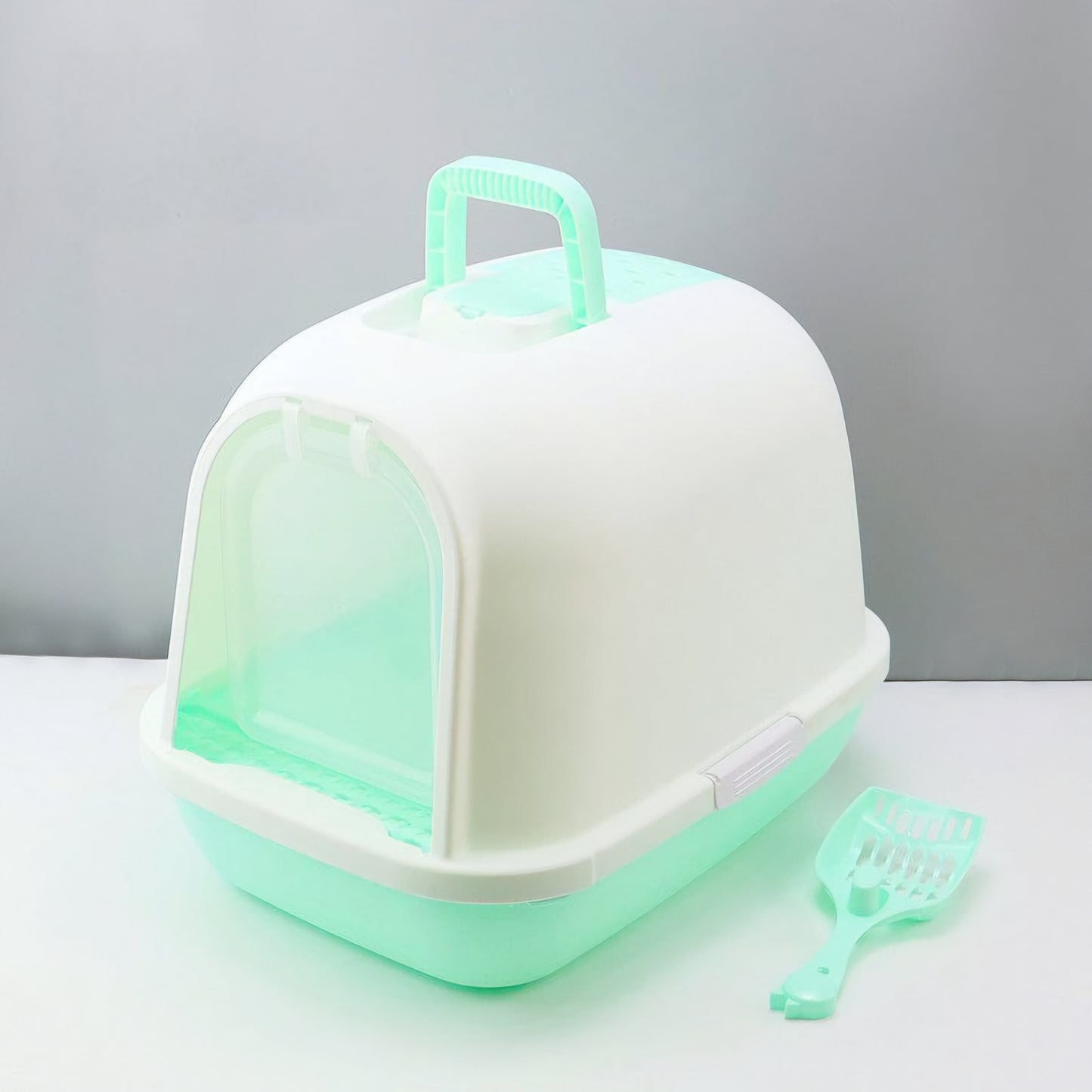 Modern Hooded Litter Box Set with Ventilation & Easy-Clean Tray !