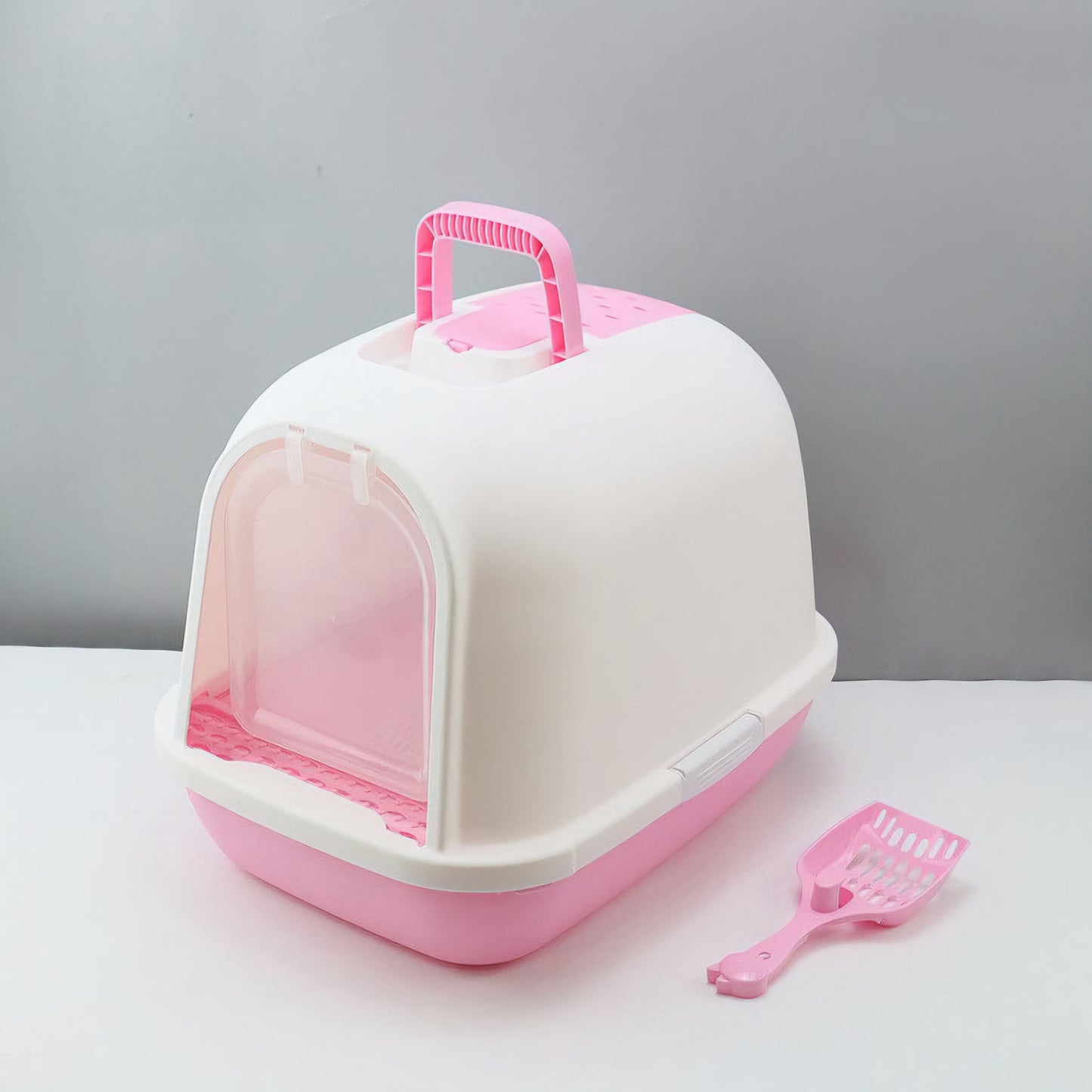 Modern Hooded Litter Box Set with Ventilation & Easy-Clean Tray !