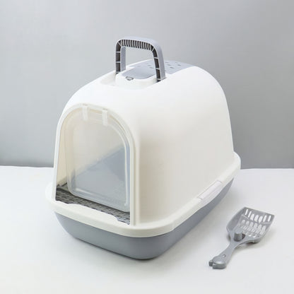 Modern Hooded Litter Box Set with Ventilation & Easy-Clean Tray !