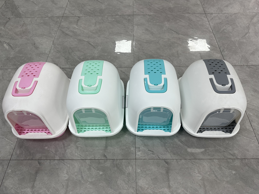 Modern Hooded Litter Box Set with Ventilation & Easy-Clean Tray !