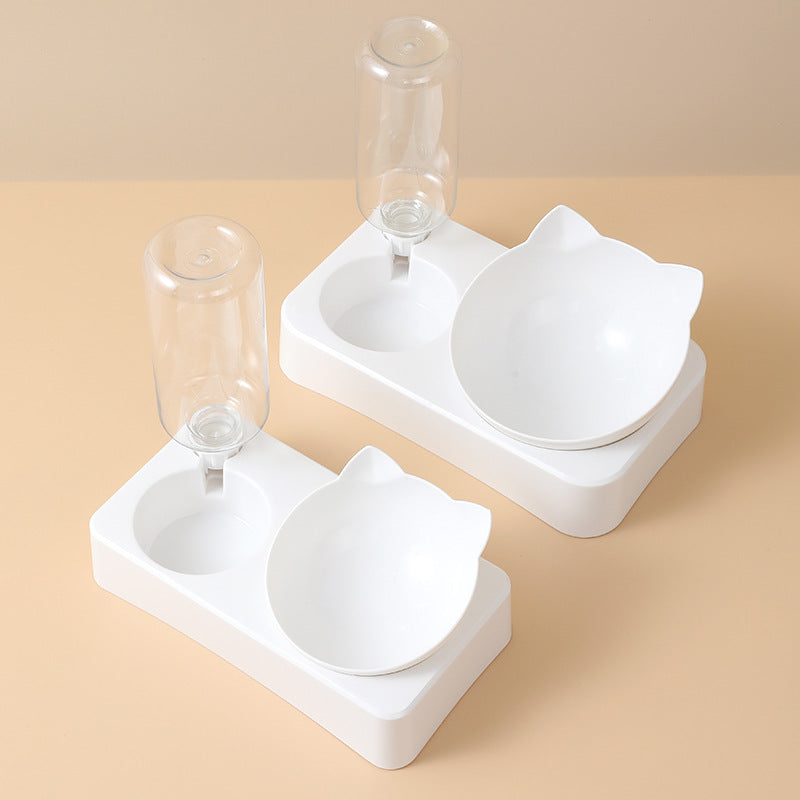 Auto-Replenish Pet Feeder with Cat Ear Bowl - Food & Water Duo