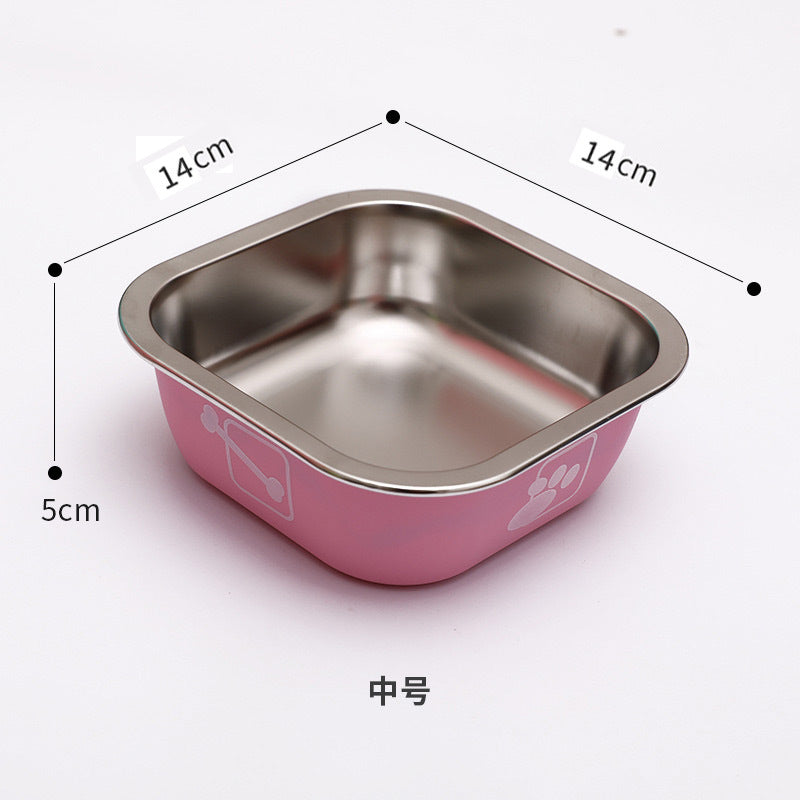Square Stainless Steel Pet Bowl | Non-Slip Dog & Cat Feeder | Durable & Easy-to-Clean