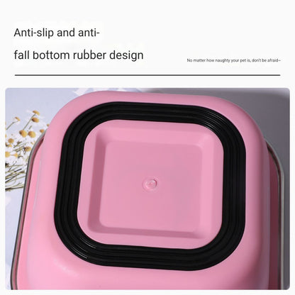 Square Stainless Steel Pet Bowl | Non-Slip Dog & Cat Feeder | Durable & Easy-to-Clean