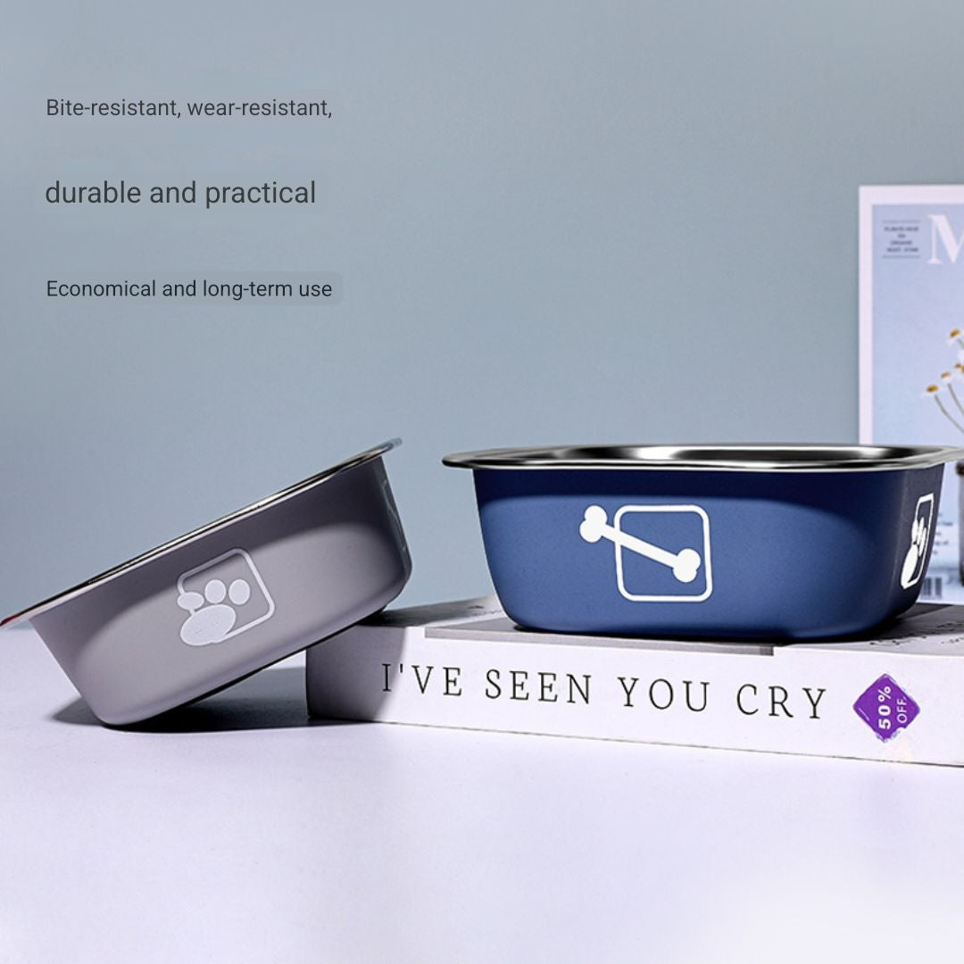 Square Stainless Steel Pet Bowl | Non-Slip Dog & Cat Feeder | Durable & Easy-to-Clean