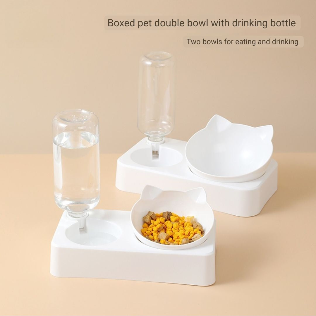 Auto-Replenish Pet Feeder with Cat Ear Bowl - Food & Water Duo